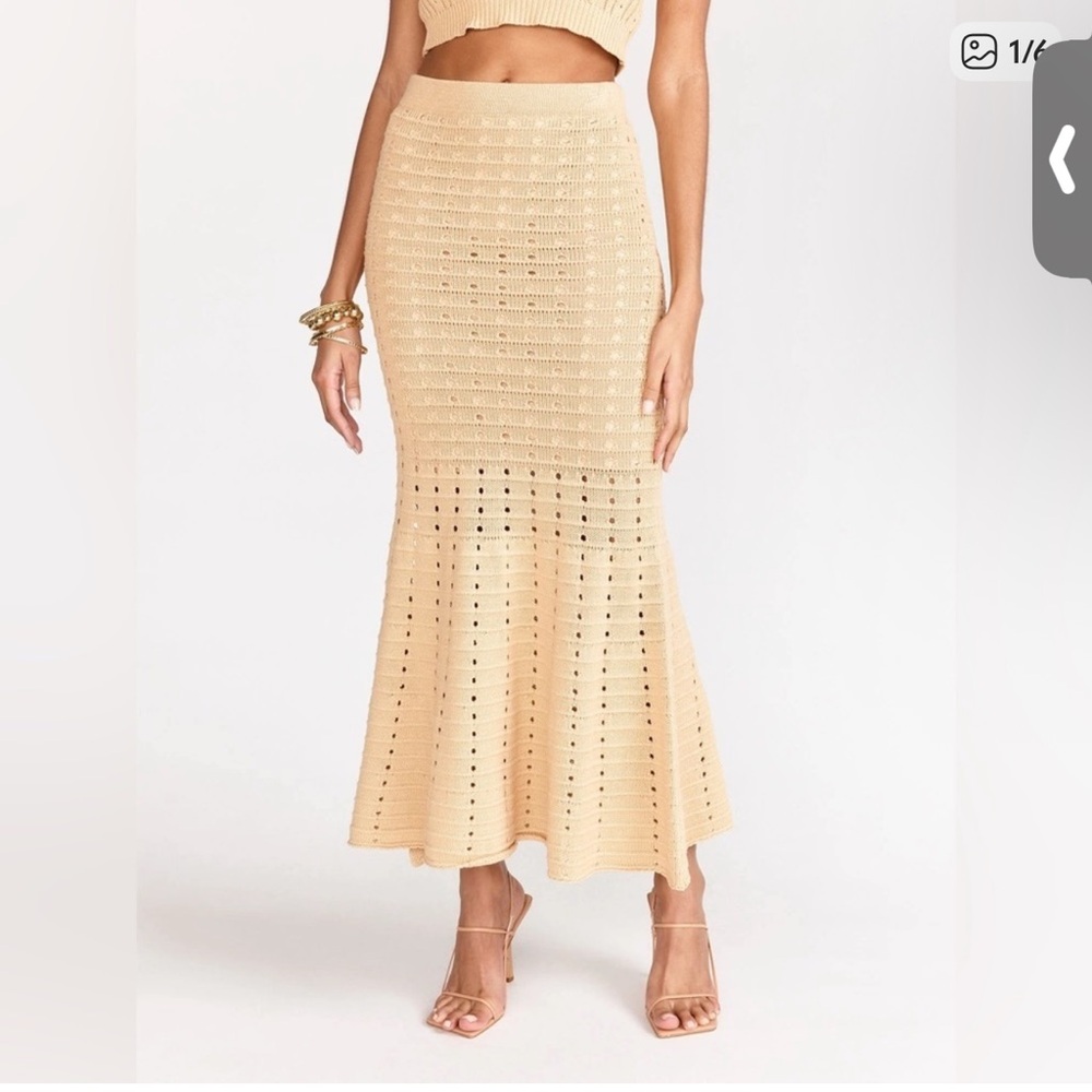 FORE 100% Cotton Cream Crochet Maxi Skirt